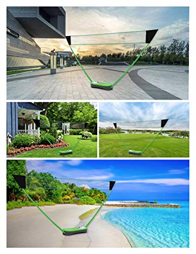 Portable Badminton Net Set,Folding Volleyball Badminton Net,4 Professional Graphite Badminton Racket,8 Racket Grip Tape,4 Shuttlecocks,Family Game,Backyard Sports