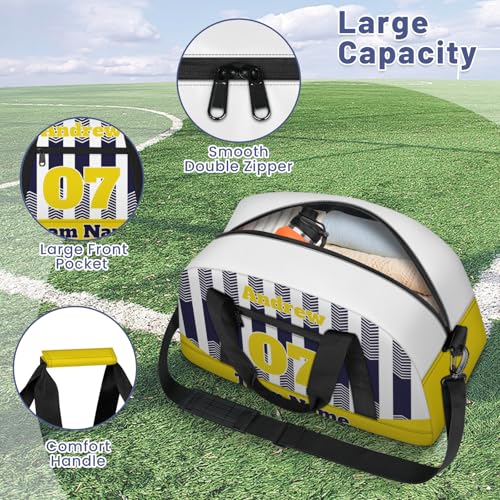 Basketball Soccer Gifts for Boys Girls - Custom Sports Duffle Bag, Personalized Name & Team Bag, Water-Resistant Gym Bag for Basketball, Soccer, Volleyball | Y-Navy Yellow - color: Y-Navy Yellow
