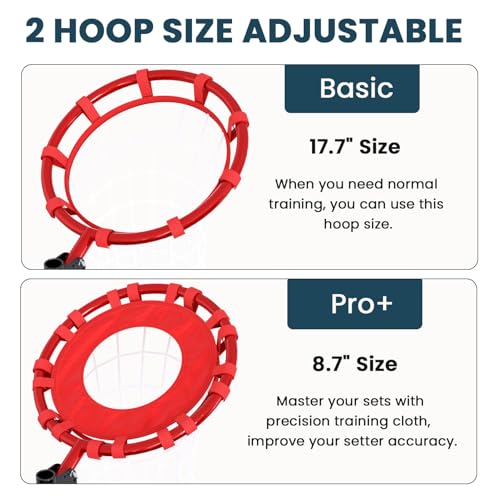 Volleyball Setter Training Equipment – Adjustable Height & Angle, Precision Target Cloth for Accurate Setting, Portable with Wheels, Ball Storage Net Bag Skill Levels