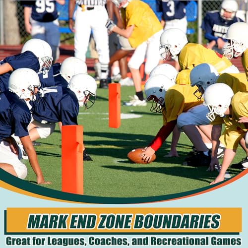 Football End Zone Pylons,18" x 4" x 4" Sand Weighted Anchorless Football Pylons Field Markers, Football Pylons Football Accessories for Sports Game Training - style: 4 Pcs