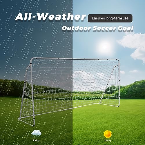 F2C Soccer Net 12 x 6 Soccer Goal for Backyard, Steel Frame for Kids, Adult Portable Shooting Training Aid with Carry Bag,Ground Stakes Waterproof (12x6 FT)