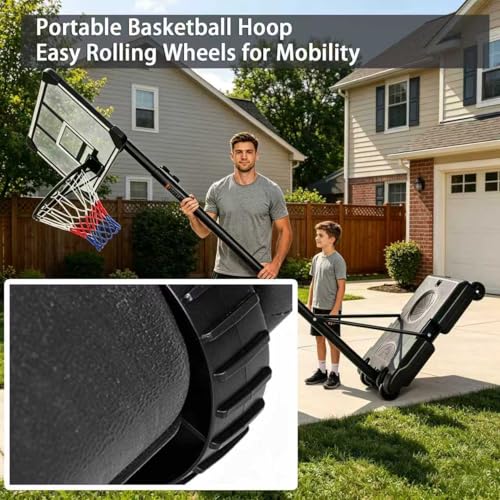 Portable Basketball Hoops Outdoor Adjustable Height Basketball Goal for Kids Youth Adults in Backyard/Basketball Court/Garage/Indoor Shatterproof Backboard Canasta De Basketball