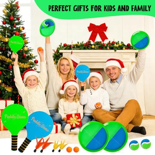 TEILLNET 2-in-1 Beach Paddle Ball and Toss Catch Ball Game Set, Summer Outdoor Toys for Kids Adults, Family Yard Lawn Beach Pool Park Games, Outside Sports Gifts for Boys Girls 3 4 5 6 7 8 9 10 11 12