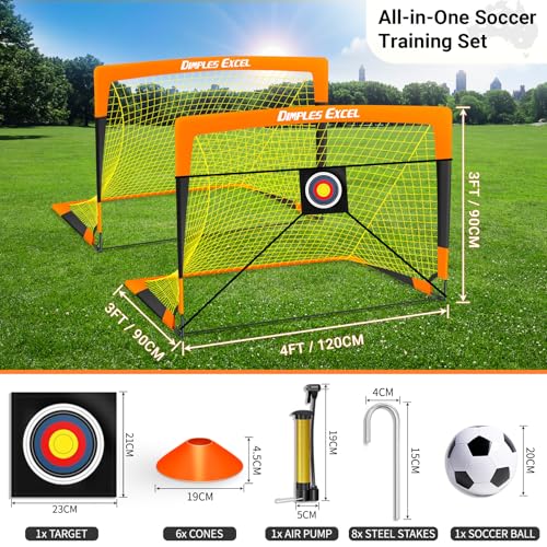 Dimples Excel Soccer Goals Kids Net for Backyard 7x5, 5x3.6, 4x3, 3x2.2 FT - style: 4x3 FT, 2 Set