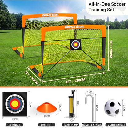 Dimples Excel Soccer Goals Kids Net for Backyard 7x5, 5x3.6, 4x3, 3x2.2 FT - style: 4x3 FT, 2 Set