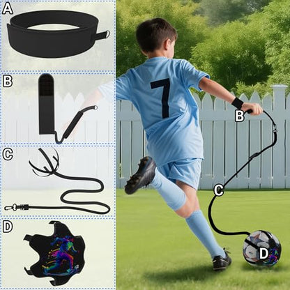 READAEER Soccer Training Equipment for Kids Adults, Adjustable Waist or Wrist Belt for Kicking and Passing Practice, no Waste time Picking up the Ball(Football is not Included)