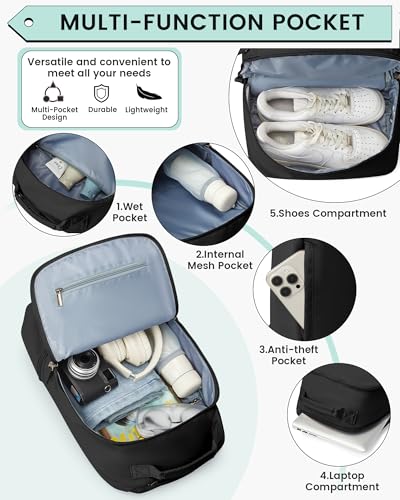 Gym Backpack for Women, Gym Bag with Shoe Compartment, Water Resistant Lightweight Sports Yoga Travel Backpack with Wet Pocket,Cheer Backpack,Black - color: C1-black