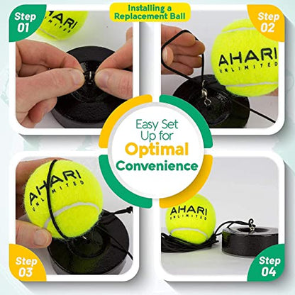 Premium Tennis Trainer Set, Pro Rebounder with Metal Base in a Carrying Cylinder, 3 Replacement Rebound Balls, & Wristband, Portable Tennis Practice Equipment for Solo Training