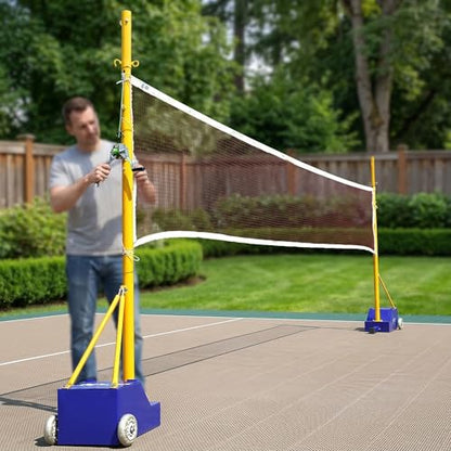 Adjustable Badminton & Volleyball Net Set, Heavy-Duty Portable Poles for Backyard Fun, 5-6.9ft Height, Ideal for Sports Enthusiasts
