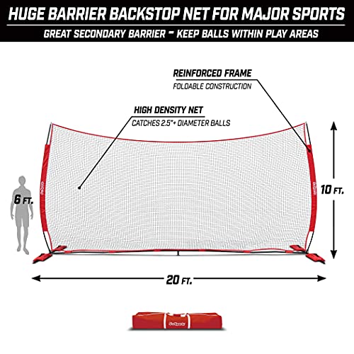 GoSports Portable Sports Barrier Net - 12 ft x 9 ft or 20 ft x 10 ft - Great for Any Sport - Includes Carry Bag - size: 20 ft x 10 ft