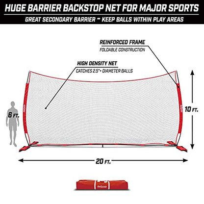 GoSports Portable Sports Barrier Net - 12 ft x 9 ft or 20 ft x 10 ft - Great for Any Sport - Includes Carry Bag - size: 20 ft x 10 ft