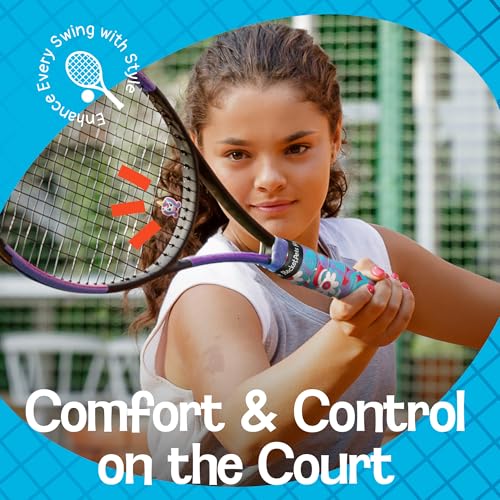 Racket Pets Kids Tennis Racket Dampener & Matching Overgrip Tape, Performance Shock Absorbing Dampener for Tennis Racket & Fun Animal Print Tennis Wrap Grip Tape - style: Octopus