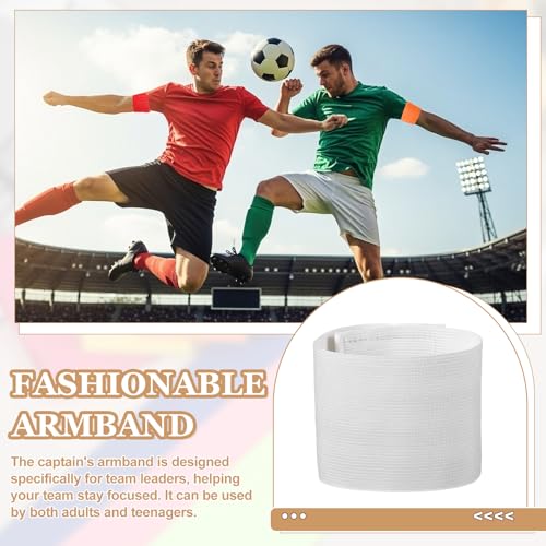 Captain Armbands, Adjustable Leader Arm Bands for Soccer Elastic Team Sport Arm Band-Fitting for Football/Volleyball/Rugby - color: White