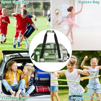 Custom Volleyball Gym Bag Duffel Bag for Women Men, Personalized Name Sport Bag Overnight Bags Customized Travel Weekender Bag, Misty Green - color: Misty Green