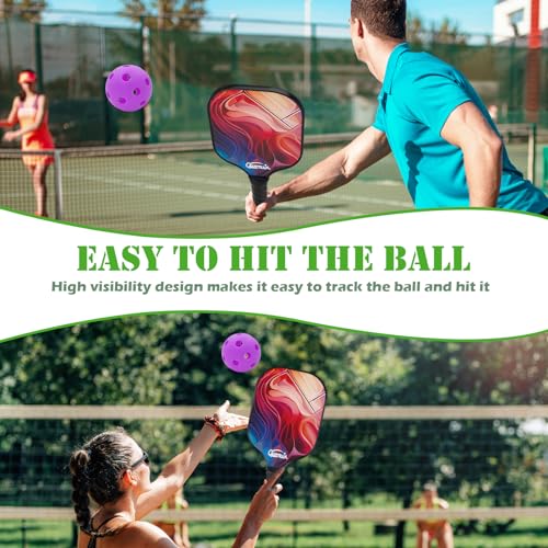 Indoor Pickleball Balls,26 Holes Indoor Pickleballs USAPA Approved,4-Pack High Bounce Pickle Balls, Pickleball Gifts for Men or Women Pickleball Enthusiasts, Purple