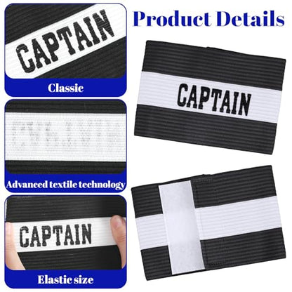 4Pcs Captain Armbands, Captain Arm Bands, Black Adjustable Soccer Captains Armband, Football Rugby Basketball Player Band for Adult Youth Soccer Volleyball Team - color: Black