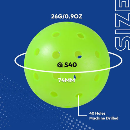 A11N S40 Outdoor Pickleball Balls- USA Pickleball Approved for Tournament Play, 3/6/12/50-Pack, Neon Green/Fuchsia/Tangerine - color: Neon Green, style: 6 Packs