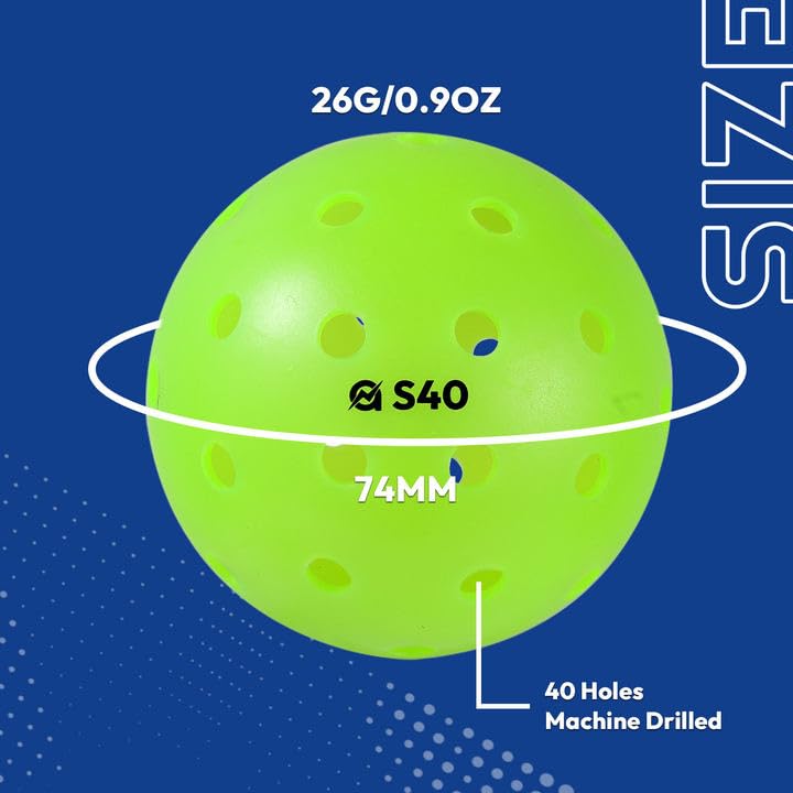 A11N S40 Outdoor Pickleball Balls- USA Pickleball Approved for Tournament Play, 3/6/12/50-Pack, Neon Green/Fuchsia/Tangerine - color: Neon Green, style: 12 Packs