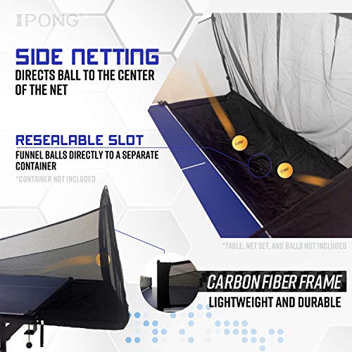 JOOLA iPong Carbon Fiber Table Tennis Ball Catch Net - Practice Net Attaches to Ping Pong Table for Ball Collection During Table Tennis Robot, Serve or Multi-Ball Training