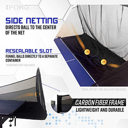JOOLA iPong Carbon Fiber Table Tennis Ball Catch Net - Practice Net Attaches to Ping Pong Table for Ball Collection During Table Tennis Robot, Serve or Multi-Ball Training