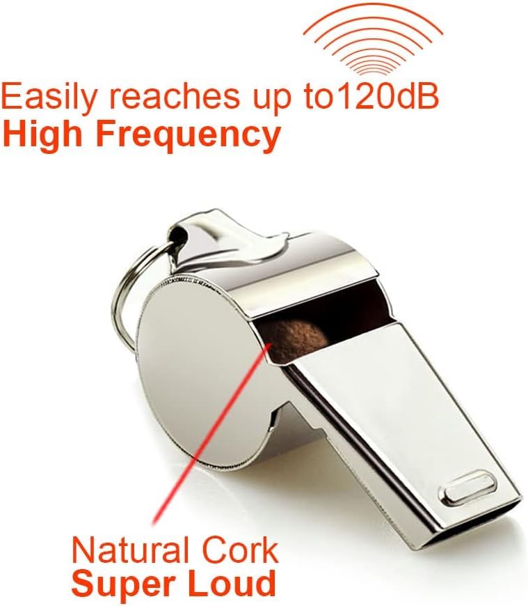 Stainless Steel Sports Whistles with Lanyard, Loud Crisp Sound Whistles Bulk Great for Coaches, Referees, and Officials - color: Silver A