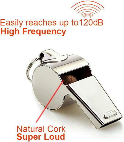 Stainless Steel Sports Whistles with Lanyard, Loud Crisp Sound Whistles Bulk Great for Coaches, Referees, and Officials - color: Silver A