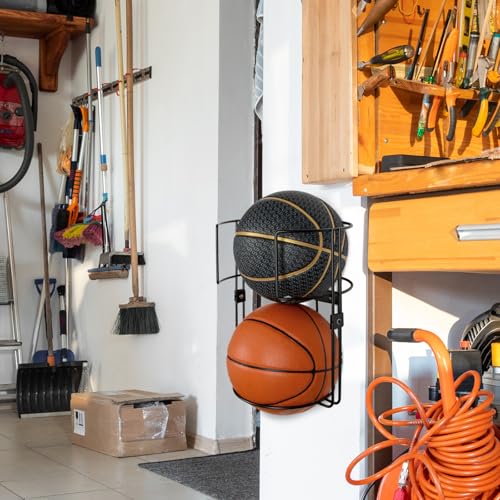 J JACKCUBE DESIGN Sturdy Metal Vertical Ball Storage Rack Standing Ball Holder Organizing Display Wall or Pole Mounted for 2 Ball Storage Rack - MK735B