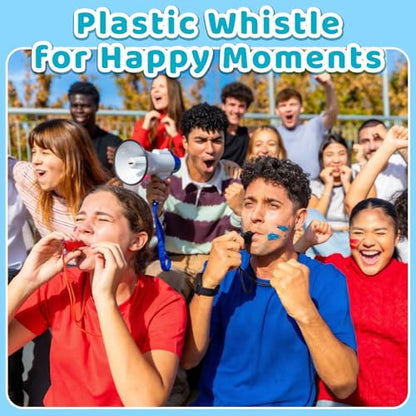 Mototo 50PCS Plastic Whistle for Coach with Lanyard Loud Crisp Sound Red Black Sports Referee Whistle Bulk for Adults Coaches Referees Teachers Officials Polices Emergency Dog Training Lifeguard - color: Red, Black