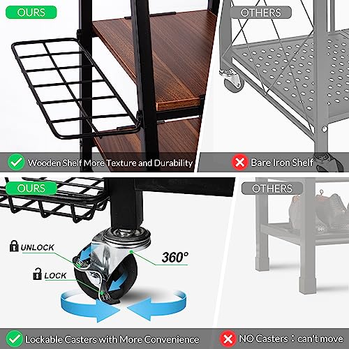 Sttoraboks Golf Bags Storage Garage Organizer, Golf Bag Rack Fits 2/3 Golf Bags and Golf Equipment Accessories, Golf Club Storage Stand with Wooden Shelf and Lockable Wheels for Garage Indoor Basement - style: 3pcs Bag Stand