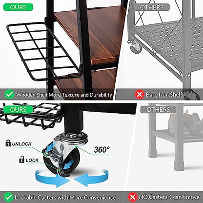 Sttoraboks Golf Bags Storage Garage Organizer, Golf Bag Rack Fits 2/3 Golf Bags and Golf Equipment Accessories, Golf Club Storage Stand with Wooden Shelf and Lockable Wheels for Garage Indoor Basement - style: 3pcs Bag Stand