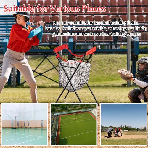 HOMEE Baseball Caddy,Portable and Foldable Ball Caddy for Baseball and Softball, Extra Large Baseball Caddy for Balls, Holds Over 100 Baseballs for Batting Pitching Practice Training