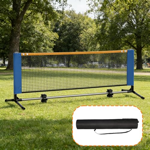 Pickleball Net Portable Sports Accessories Practice Net System with Reliable Polyester Oxford Metal Materials Suitable for Park Backyard Training, Stainless Steel 5.1m