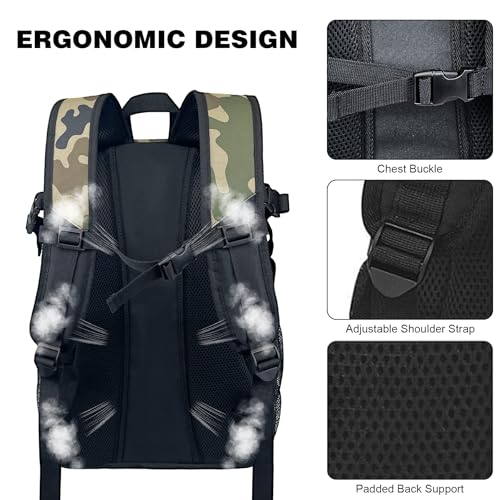 WOLT Basketball Backpack Large Sports Bag with Separate Ball Holder & Shoes Compartment, Best for Basketball, Soccer,Gym - color: camo green
