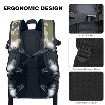 WOLT Basketball Backpack Large Sports Bag with Separate Ball Holder & Shoes Compartment, Best for Basketball, Soccer,Gym - color: camo green
