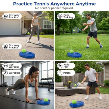 Tennis-Trainer Set, 2026 New Tennis Ball Training Baseboard Tennis rebounder with Weighted Base Portable Tennis Trainer Multifunctional Tennis Solo Practice kit