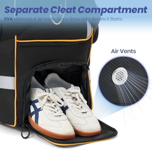 81L Rolling Baseball Bag with Wheels, Softball Catchers Gear Bags for 4 Bats (Fits Up To 34"), Separate Shoe Compartment, Safety Reflective Strip, Fence Hook, Foldable T-Bag for Youth & Adult - color: Black