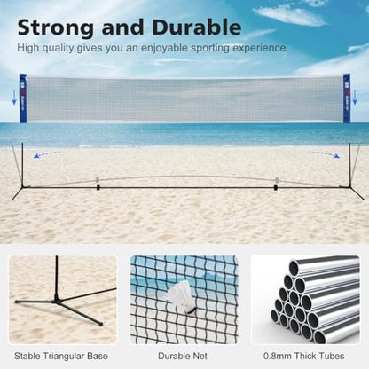 Adjustable Height Portable Badminton Net, Outdoor Net for Playing Pickleball, Kids Volleyball, Soccer Tennis, Lawn Tennis, Foldable Design, Durable Nylon Mesh, Easy Setup, Sports Equipment