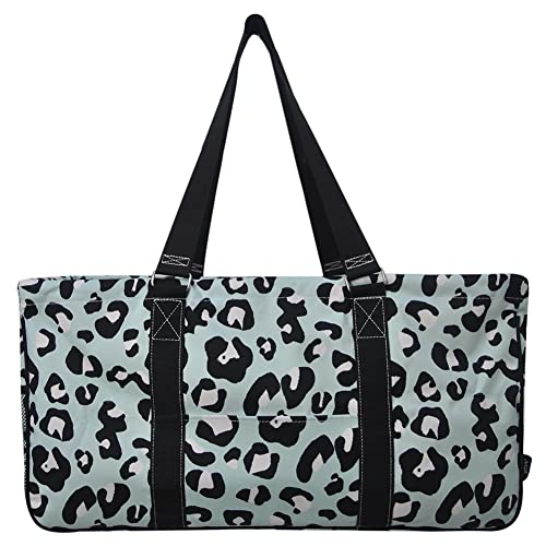 Extra Large Utility Tote Reusable Grocery Bag Oversized Collapsible for Groceries, Storage, Picnic, Beach (Blue Leopard-black) - color: Blue Leopard-black