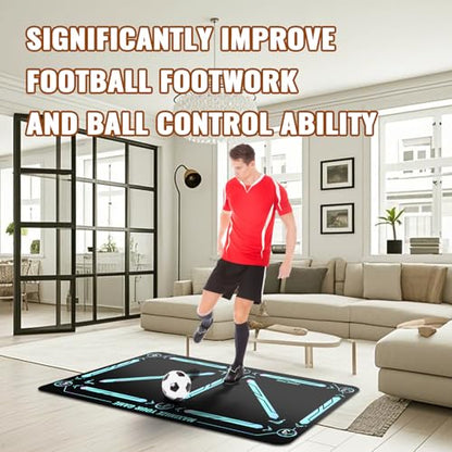 Soccer Training Equipment,Soccer Training Mat Improve Strength,Agility and Coordination,Anti-Slip Silent Absorption Soccer Footwork Training Mat,Soccer Trainer for Indoor/Outdoor Drills - style: Professional Set 47*31 IN - B