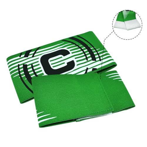 Soccer Captain Armband, 2Pcs Sports Captain Armbands Elastic Protective Arm Badge Adjustable Football Basketball Player Bands Adult Women Men - style: arc-green