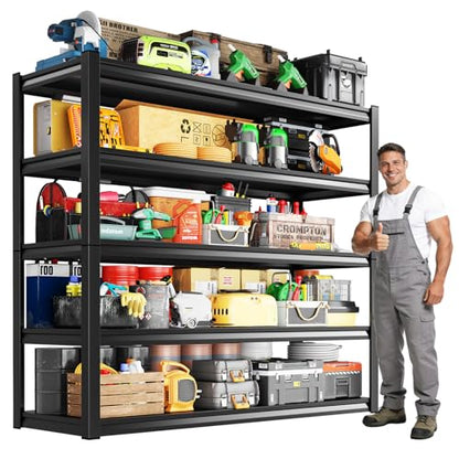 Garage Shelving, 5-Tier Garage Storage Shelves, 2000LBS Heavy Duty Shelves, 72" H x 59" W x 19.6" D Metal Shelving Unit, Utility Adjustable Storage Shelf for Warehouse, Basement, Closet - size: 72"H x 59"W x 19.6"D