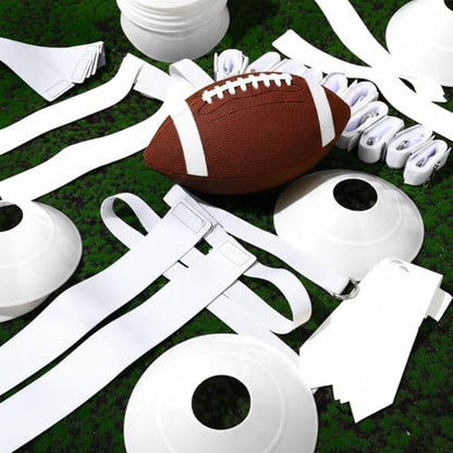 Sintege 14/28 Player Flag Football Belt Set, Adjustable Football Flag and Belts Gifts for Youth Adults Sports Training Event - color: White