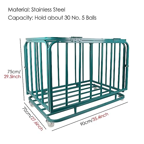 Home Gym Organizer Rack Steel Basketball Rack with Wheels, Professional Rolling Sports Ball Storage Cart, Extra-Large Basketball Display Stand Equipment for Indoor Outdoor