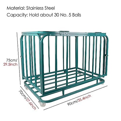 Home Gym Organizer Rack Steel Basketball Rack with Wheels, Professional Rolling Sports Ball Storage Cart, Extra-Large Basketball Display Stand Equipment for Indoor Outdoor