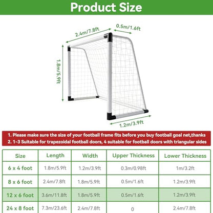Soccer Net, Soccer Goal Replacement Net for 24x8ft, 12x6ft, 8x6ft and 6x4ft, Football Goal Post Netting, Adults and Youth Soccers Practice 5 Size Ball - size: 12X6FT