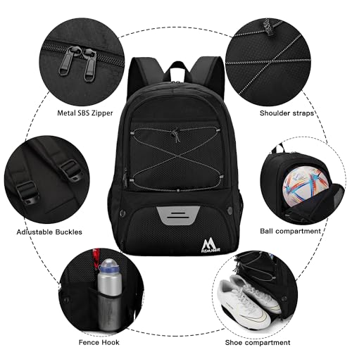 Hsmihair Soccer Bag-Soccer Backpack&Backpack for & Football Volleyball & Basketball,with Ball Compartment and Separate Cleat