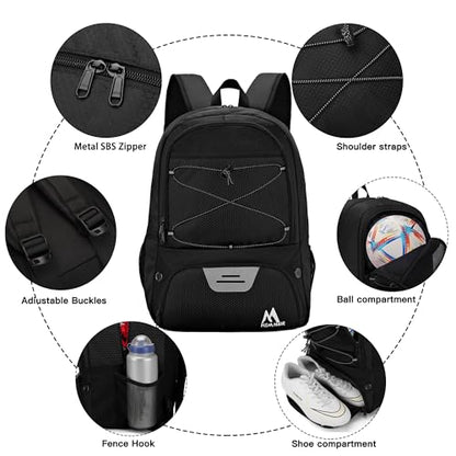 Hsmihair Soccer Bag-Soccer Backpack&Backpack for & Football Volleyball & Basketball,with Ball Compartment and Separate Cleat