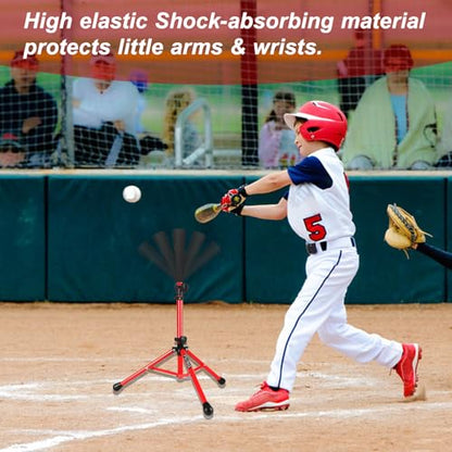 Batting Tee,Baseball Tee,Softball Tee, for Kids,Teens,Adults Baseball Hitting Practicing. Include 2 Pcs Replaceable Rubber Ball Seat and Carrying Bag.Adjustable Height - color: red