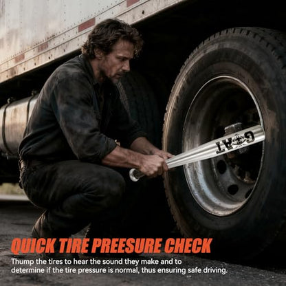 KRUI Tire Thumper for Truckers, 18 Inch Aluminum Baseball Bat, Lightweight Tire Thumper Keeps in Home, Car, Backpack - color: sliver