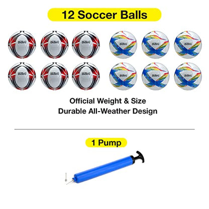 Xcello Sports Soccer Ball Size 4 Assorted Graphics with Pump (Pack of 12)